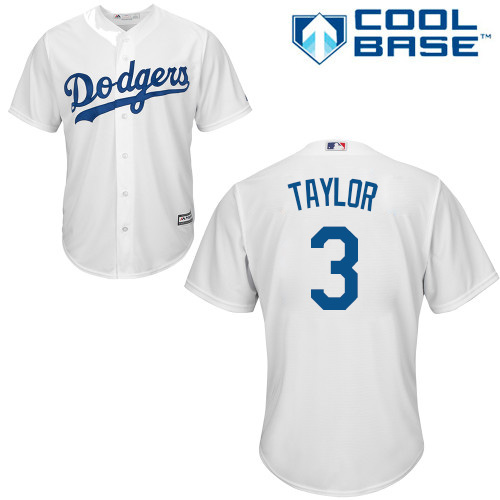 Dodgers #3 Chris Taylor White Cool Base Stitched Youth MLB Jersey